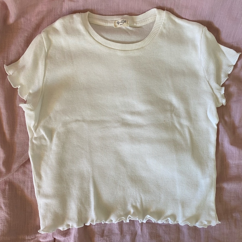 Brandy Melville white ruffle top